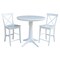 International Concepts Round 36 in Rd Pedestal Gathering Ht Table, 2 X-Back Counter Ht Stools, White, 36 W, 36 L, 34.9 in H K08-36RT-27B-S6132 - alternate 1